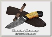 Нож ИП Семин Разделочный дамасская сталь береста черное дерево