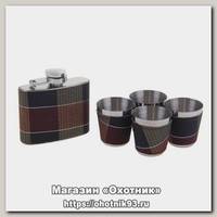Подарочный набор Хольстер фляжка+4 рюмки шотландка