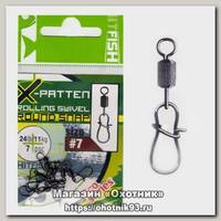 Застежка Hitfish X-Patten rolling swivel wifh round snap с вертлюгом №7 7шт